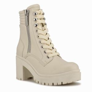 Nine West Quiz Heeled Ankle Boots - Beige - Ireland (KN5136980)